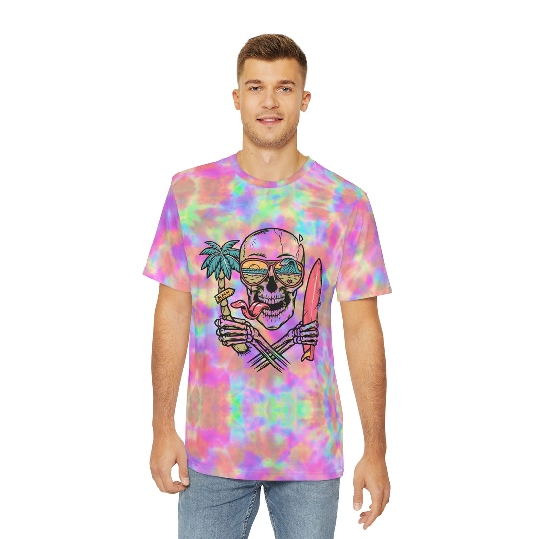 Tye Dye Skull Men's Polyester Tee (AOP)