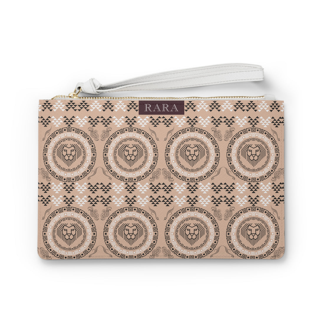 Nude Geo Lion Head Clutch Bag