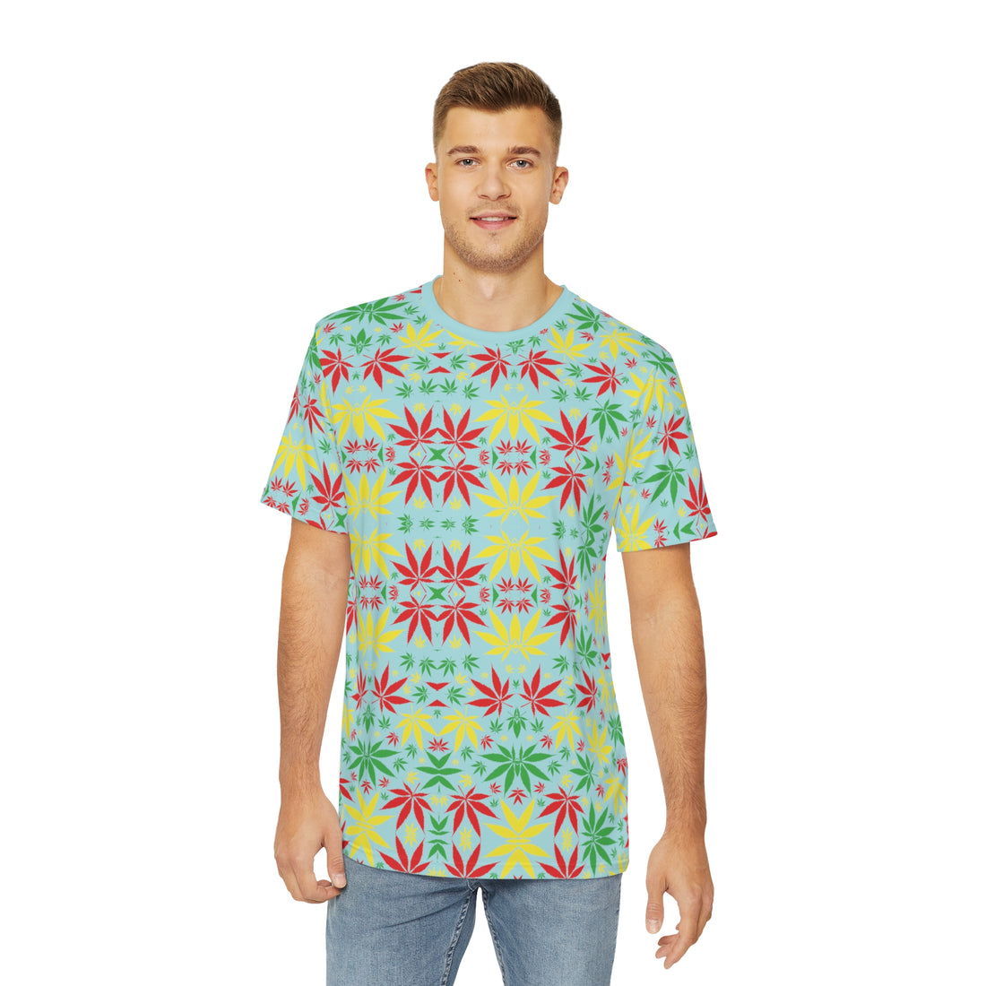 Icy Blue Tropical Men's Polyester Tee (AOP)