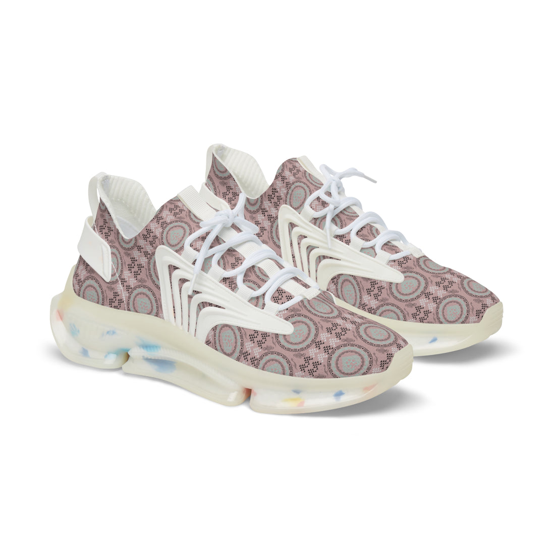 Taupe Geo Lion Head Men's Mesh Knit Sneakers