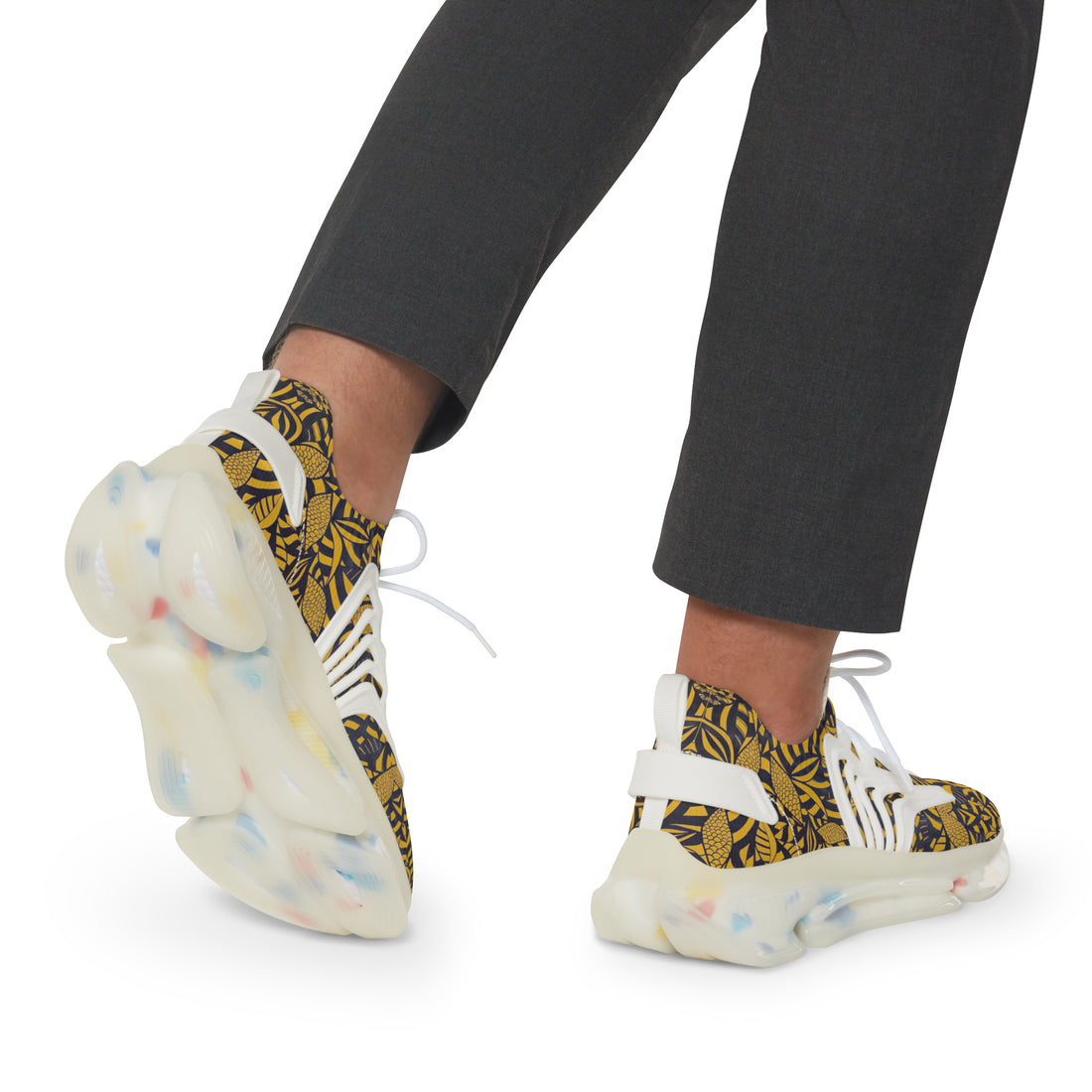 Yellow Tropical Minimalist OTT Men's Mesh Knit Sneakers