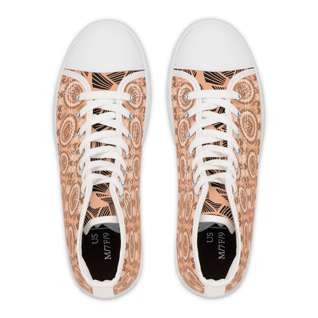 Peach Geo Lion Head Women's High Top Sneakers