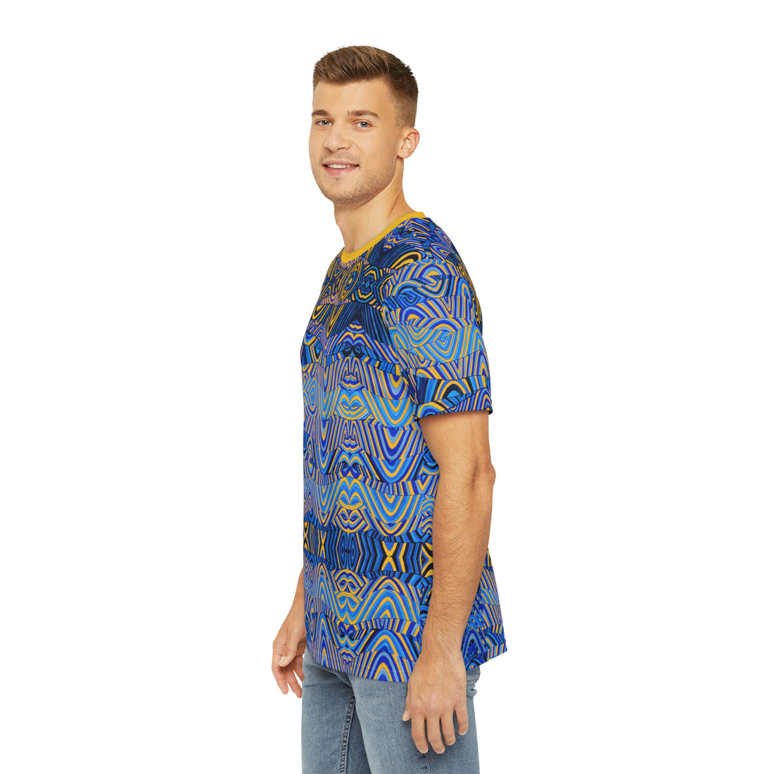 Yellow Sonic Men's Polyester Tee (AOP)