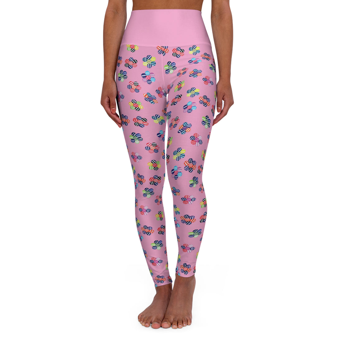 Muted Pink Candy Florals Yoga Leggings