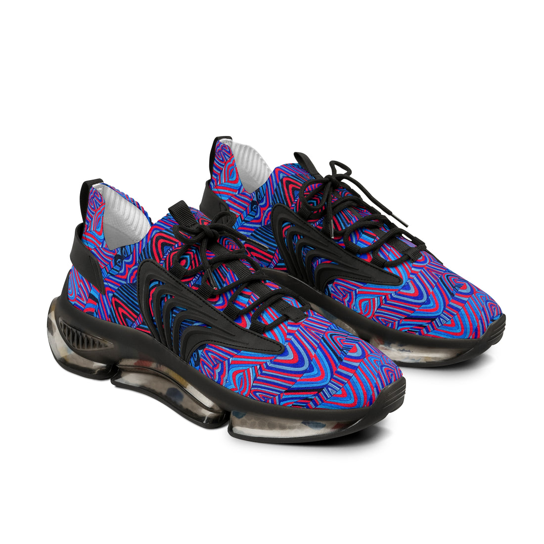 red men's sonic waves print mesh knit sneakers