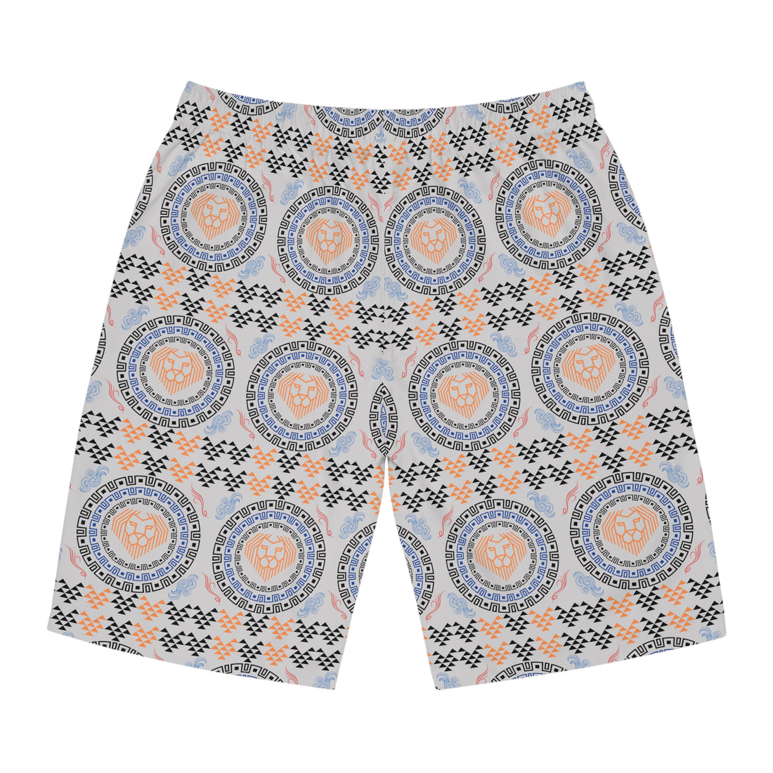 Slate Geo Lion Head Men's Board Shorts (AOP)