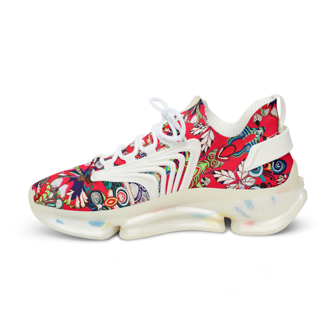 Red Floral Pop OTT Men's Mesh Knit Sneakers