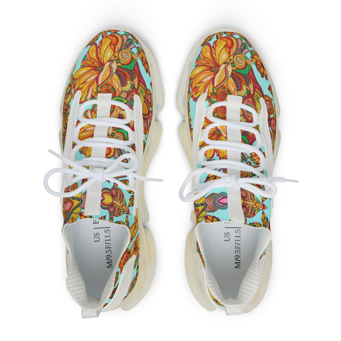 Icy Blue Artsy Floral OTT Men's Mesh Knit Sneakers