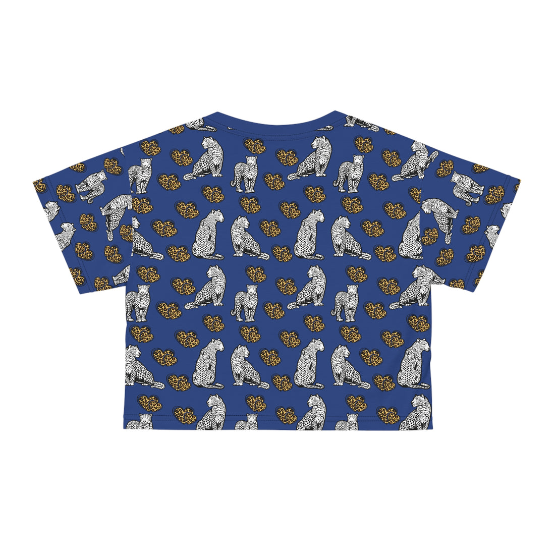 Blue Cheetah Hearts AOP Crop Tee