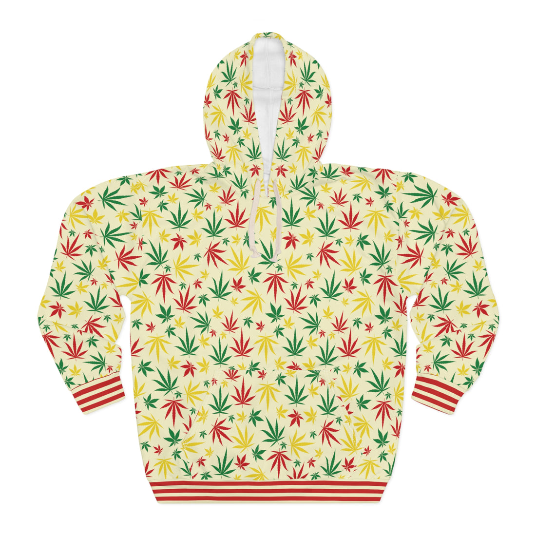 Cream Tropical Rasta Toned Pullover Hoodie