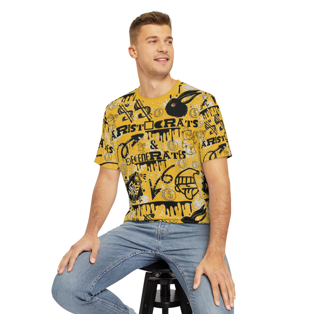 Yellow Graphic Polar Men's Polyester Tee (AOP)