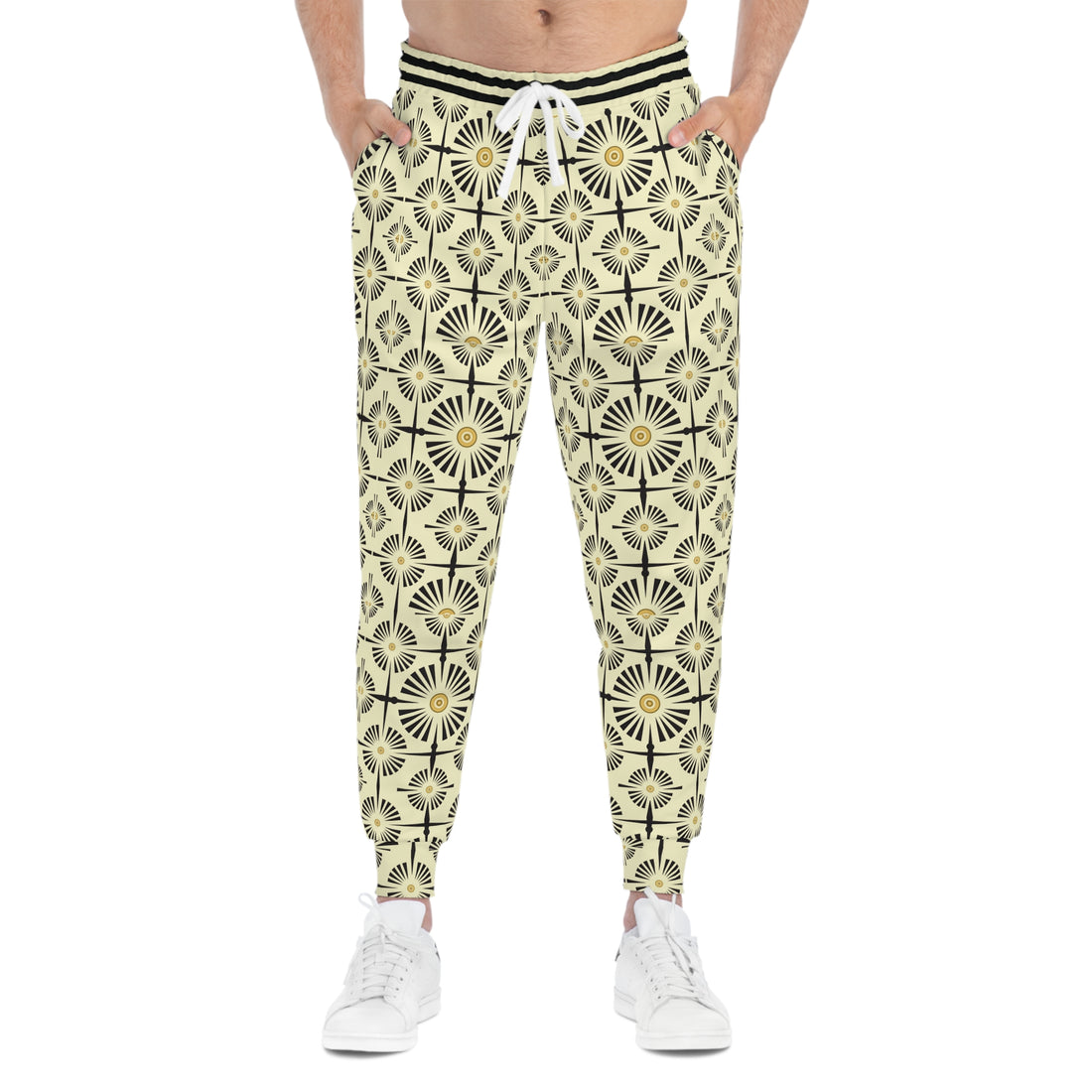 Cream Wheels & Spokes Print Unisex Joggers