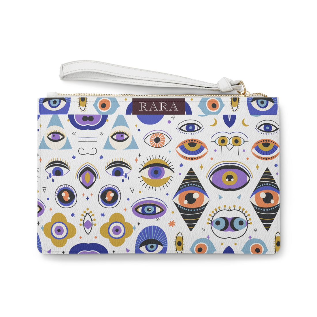 abstract evil eye print clutch bag