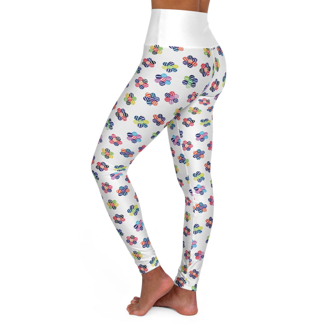 White Candy Florals Yoga Leggings
