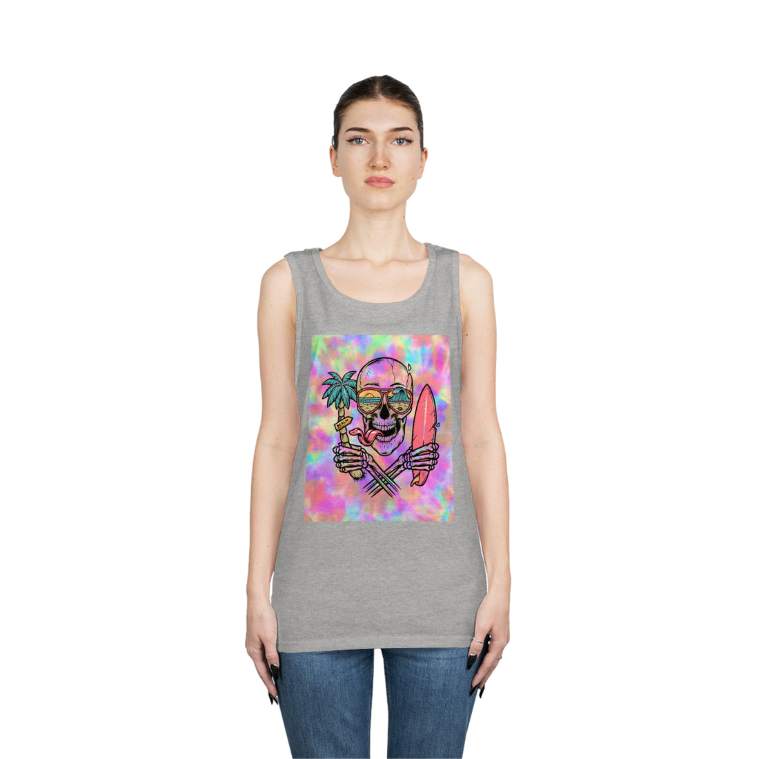 Tye Dye Skull Print Unisex Tank Top