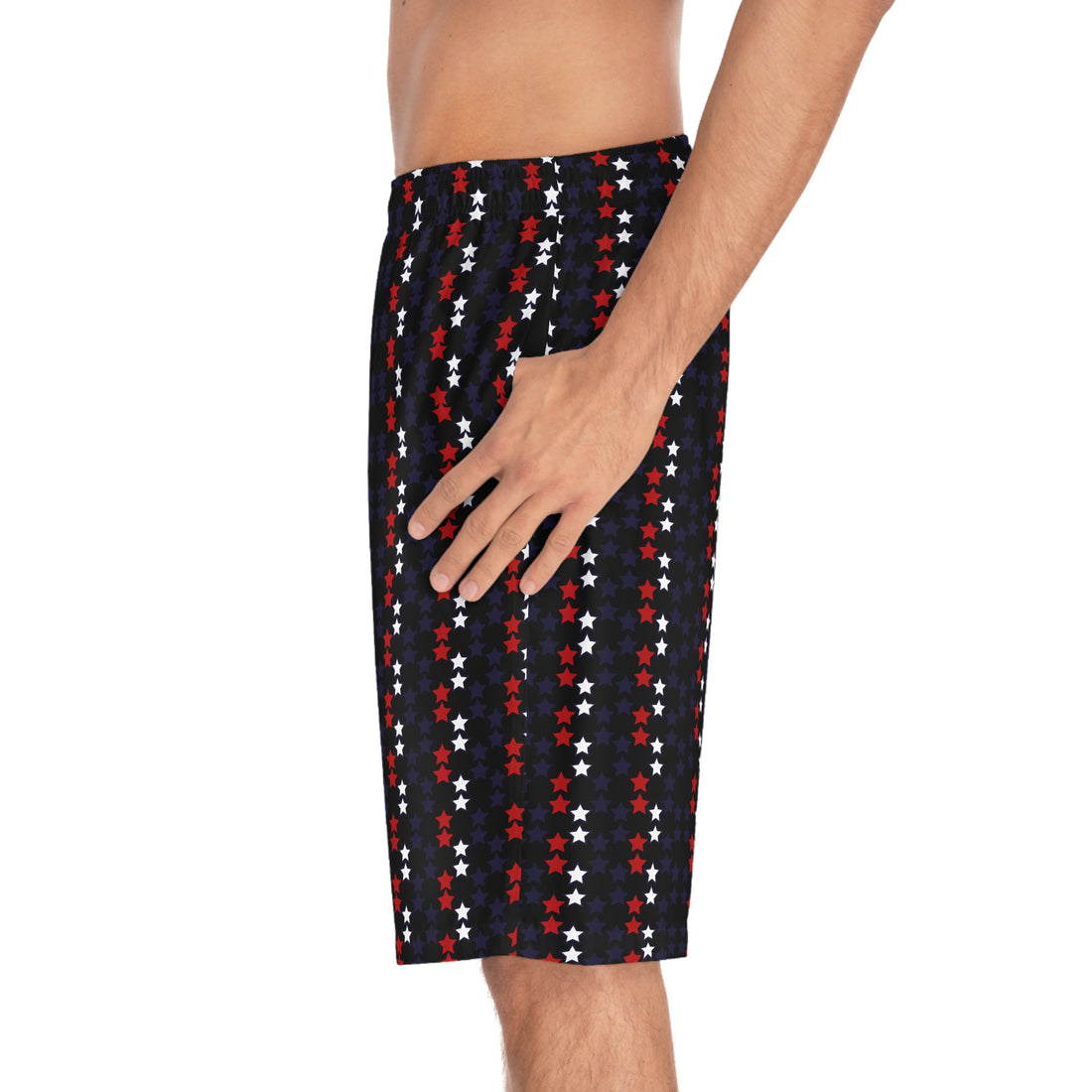 Black Star Print Men's Board Shorts (AOP)