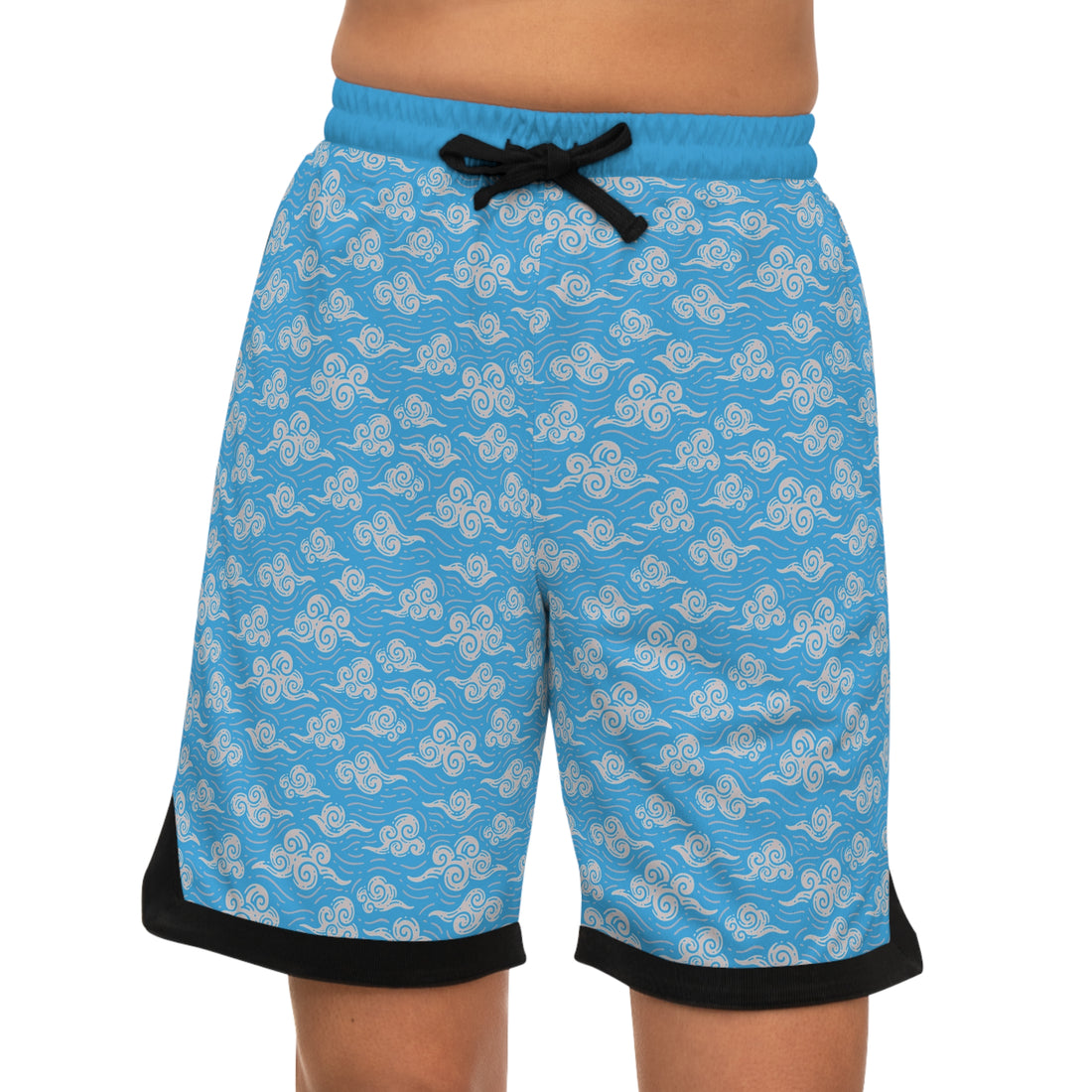 Aqua Oriental Clouds Basketball Rib Shorts (AOP)