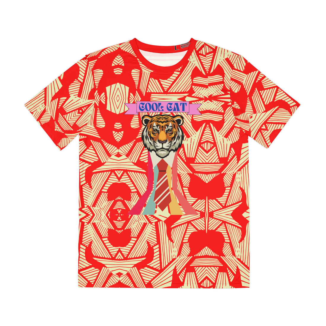 Red Cool Cat Men's Polyester Tee (AOP)