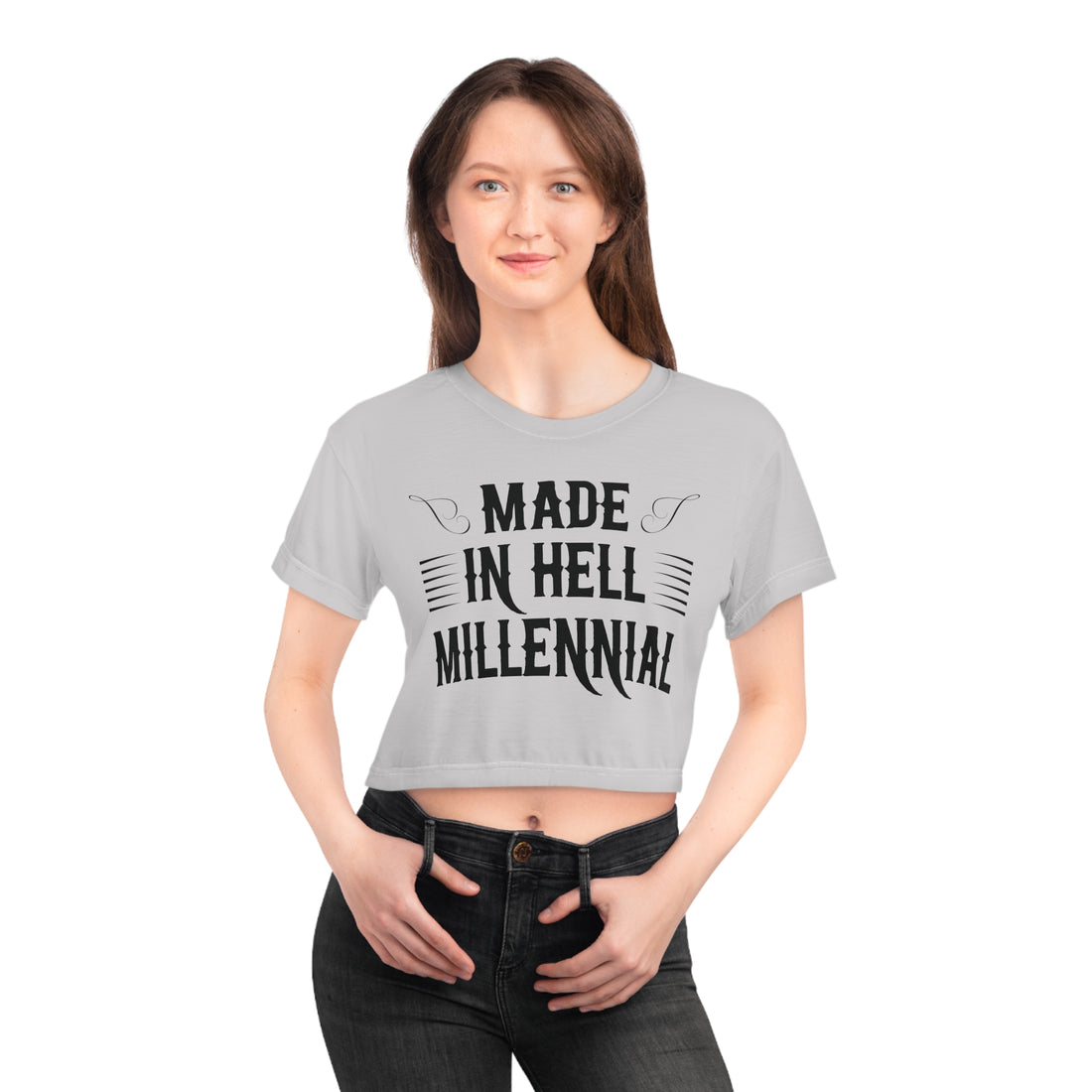 Slate Millennial AOP Crop Tee