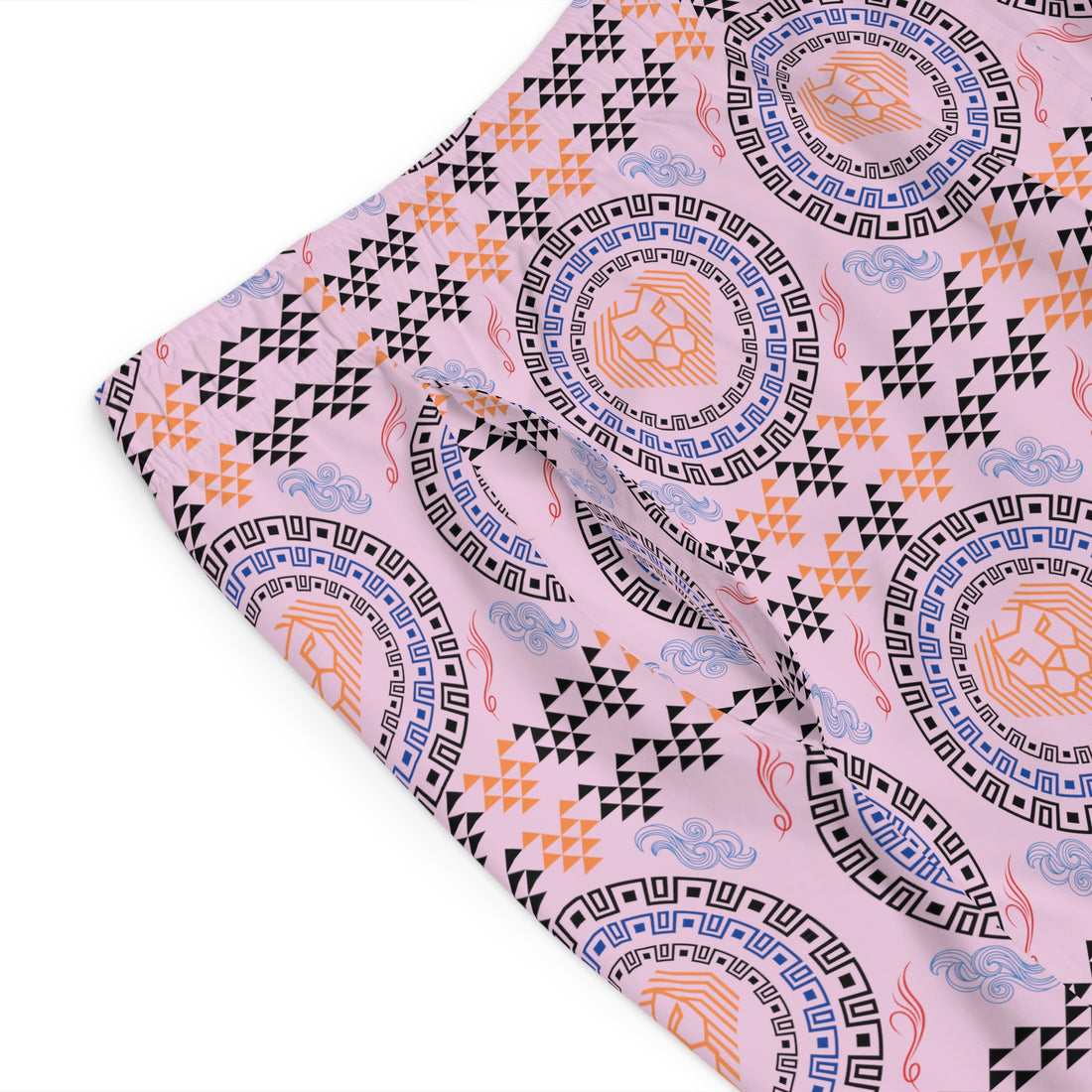 Lilac Geo Lion Head Men's Board Shorts (AOP)