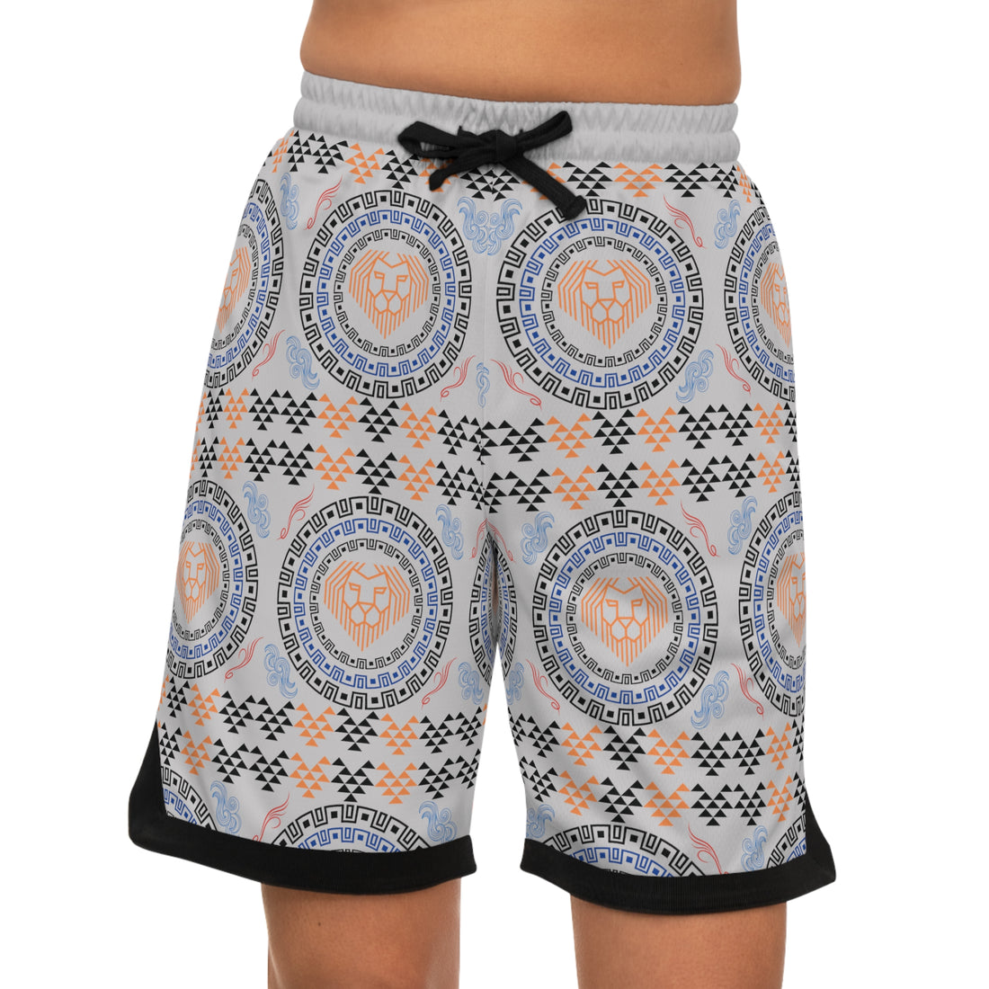 Slate Lion Head Basketball Rib Shorts (AOP)