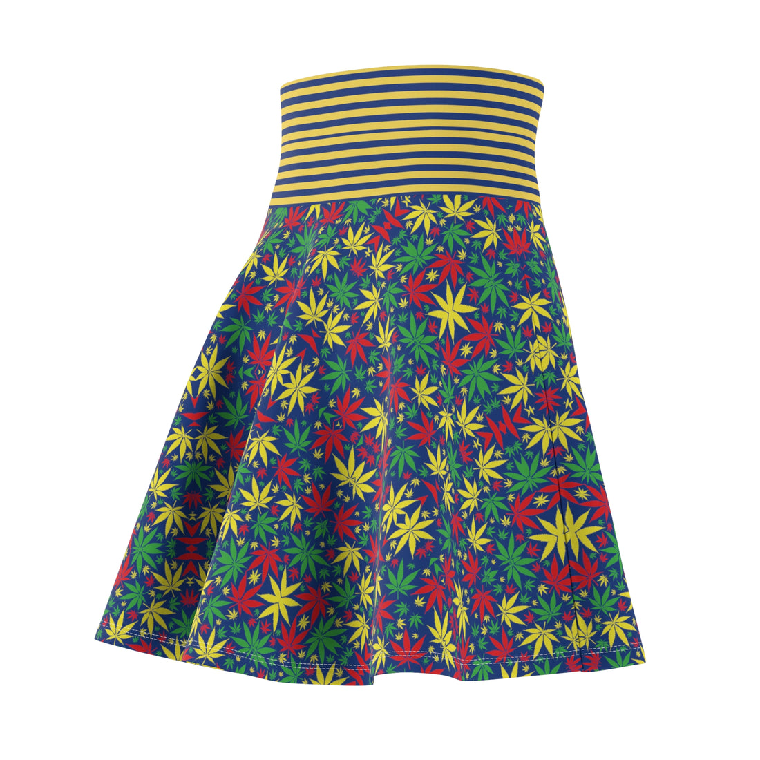 Blue Tropical Rasta Toned Skater Skirt