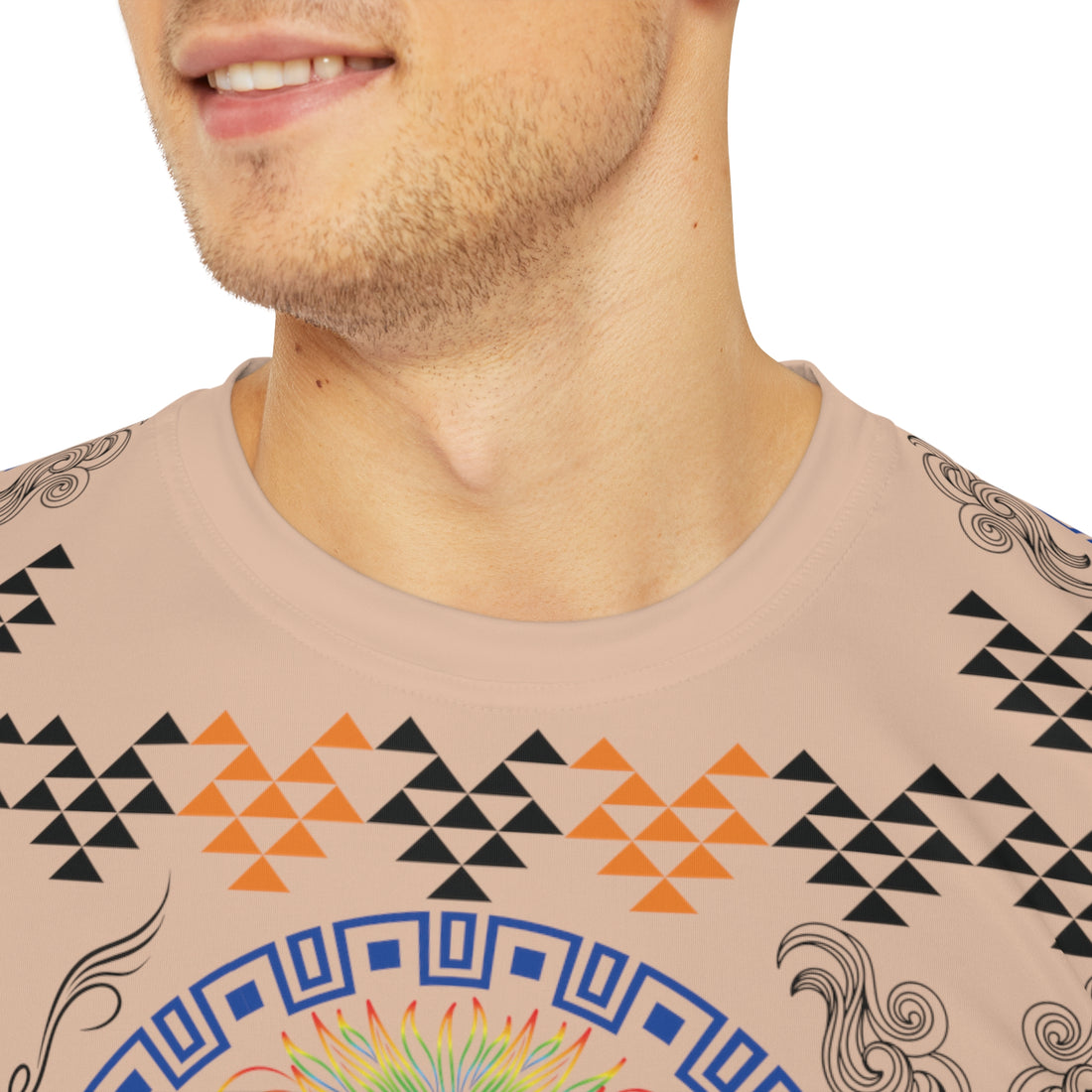 Nude Geo Lion Head Polyester Tee (AOP)