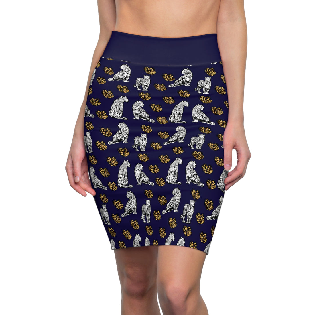 Ink Cheetah Hearts Pencil Skirt