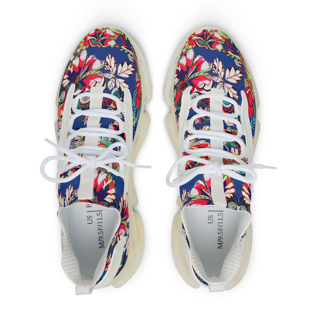 Royal Blue Floral Pop OTT Men's Mesh Knit Sneakers