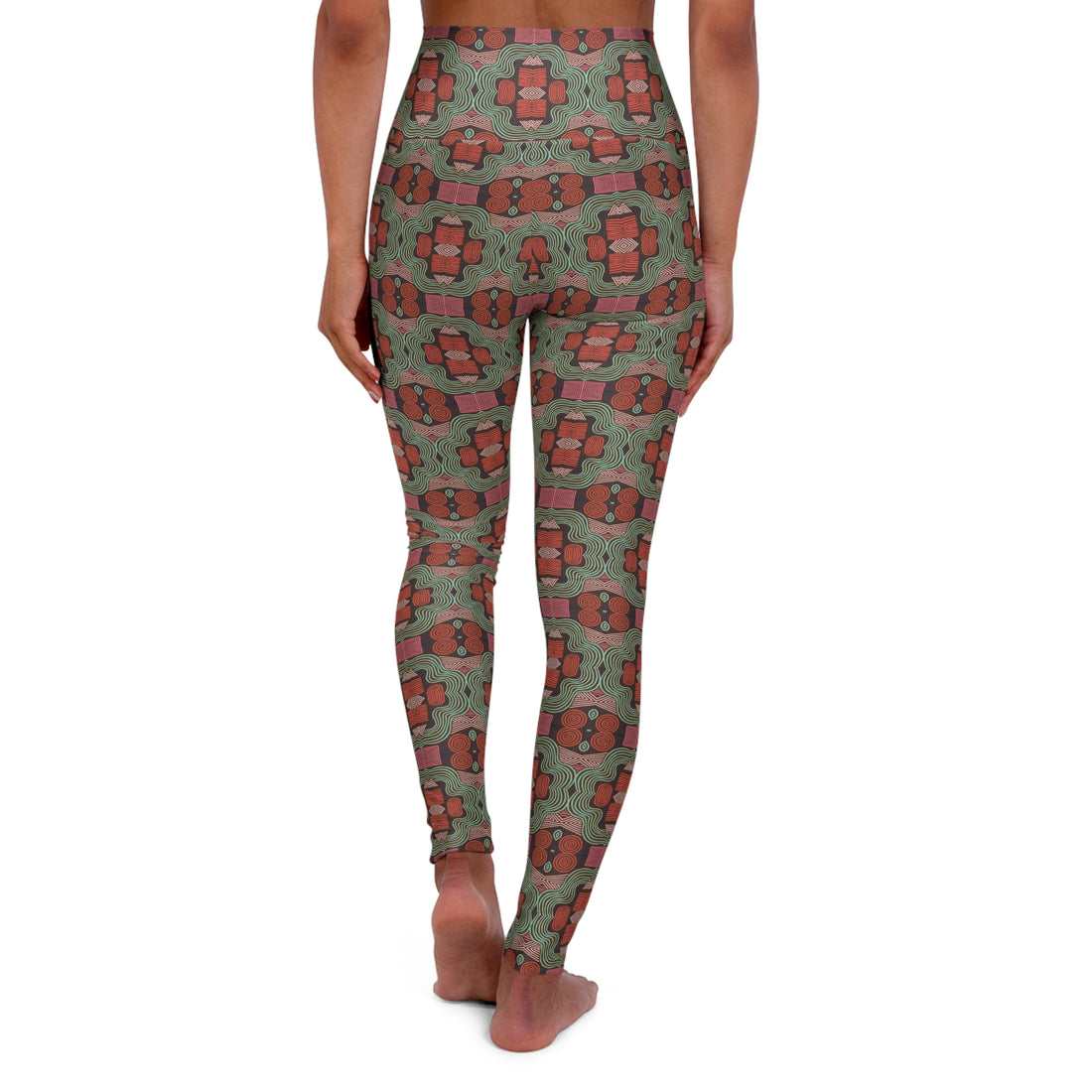 Brown Geometric Print Yoga Leggings