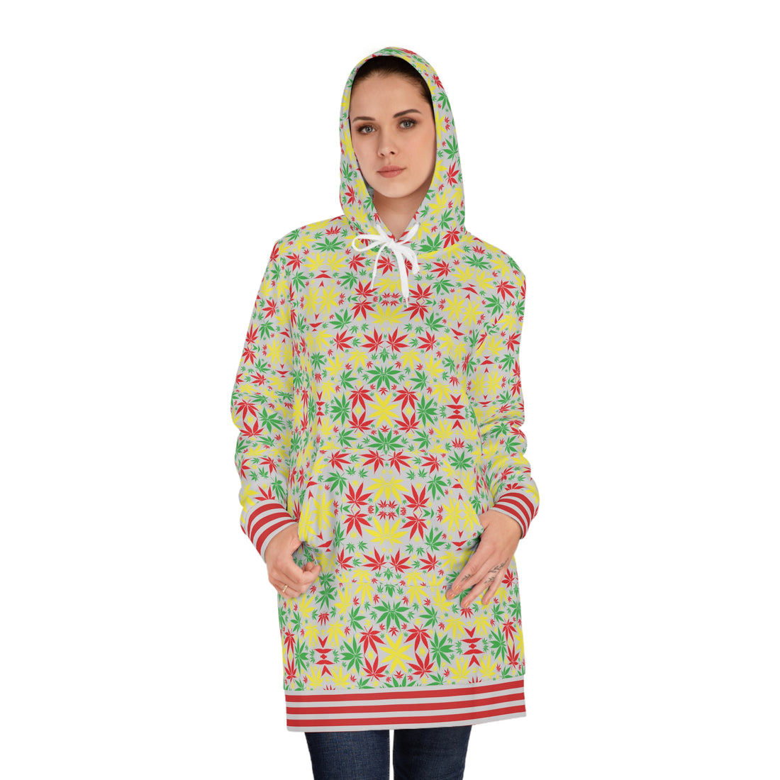 Slate Tropical Rasta Toned Hoodie Dress (AOP)