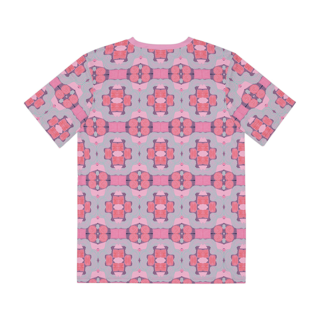 Muted Pink Geometric Print Men's Polyester Tee (AOP)