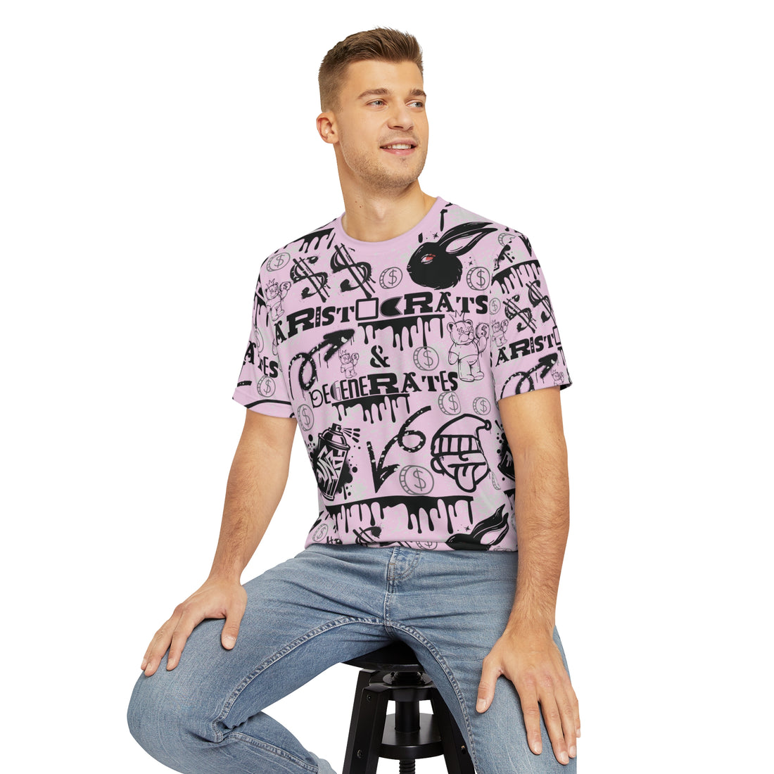 Lilac Graphic Polar Men's Polyester Tee (AOP)