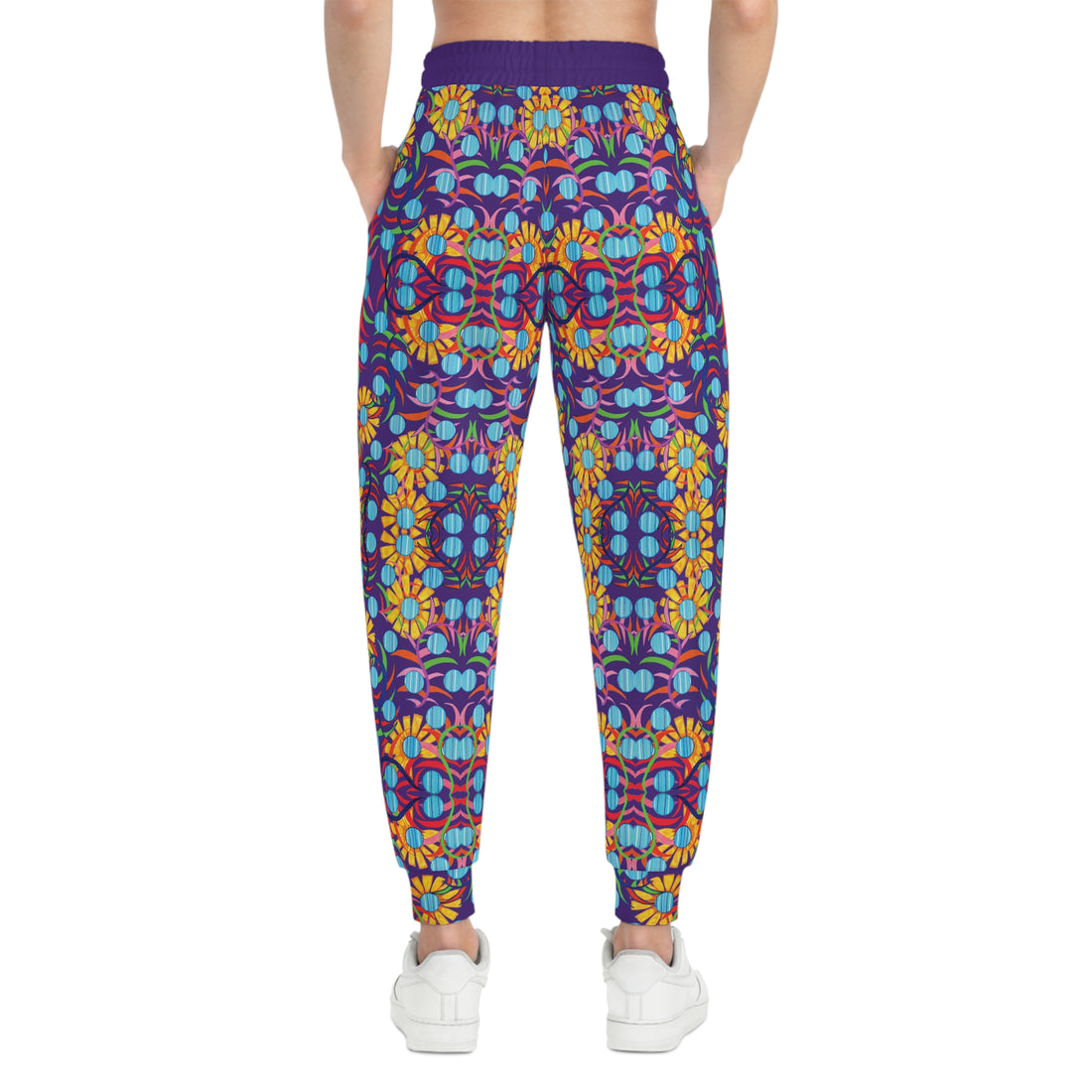 Purple AOP Sunflower Print Joggers