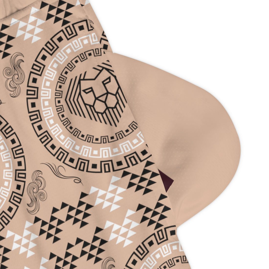 Nude Lion Head Basketball Rib Shorts (AOP)