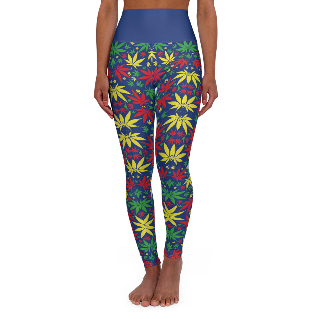 Blue Tropical Rasta Toned Yoga Leggings