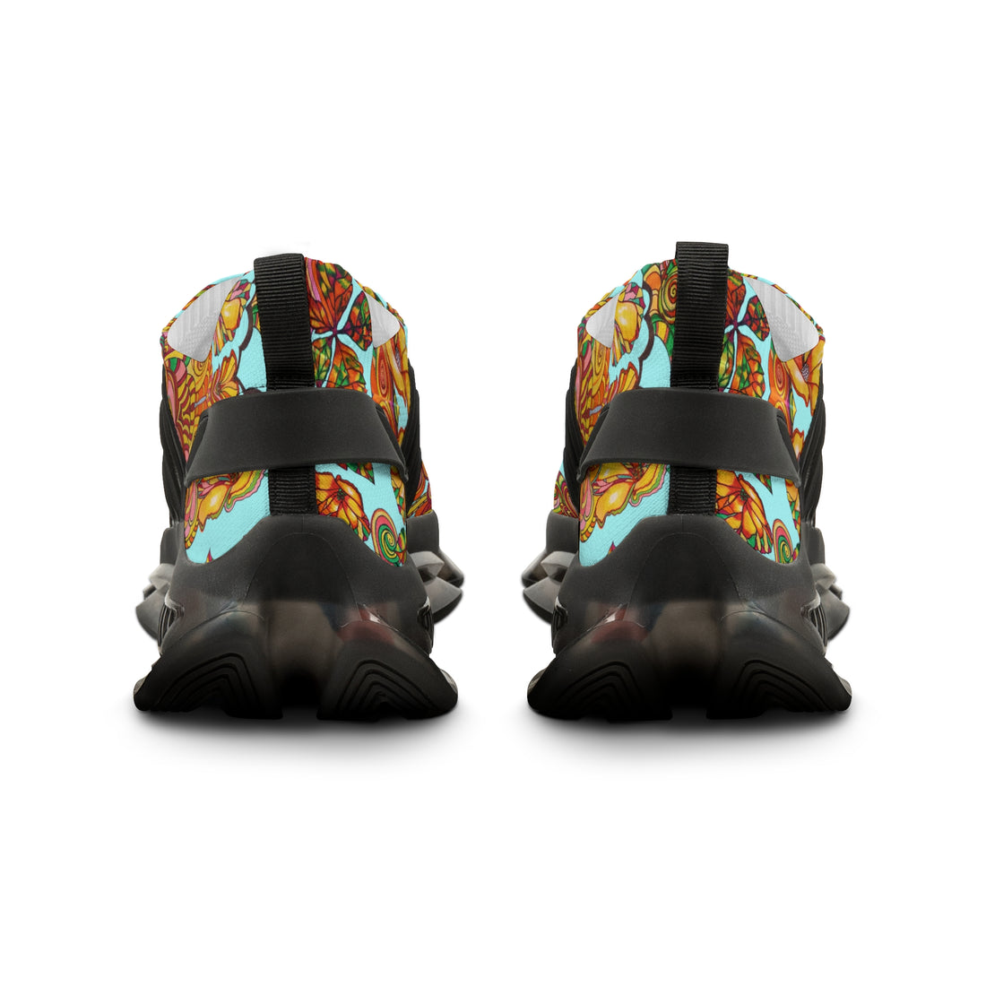 Icy Blue Artsy Floral OTT Men's Mesh Knit Sneakers