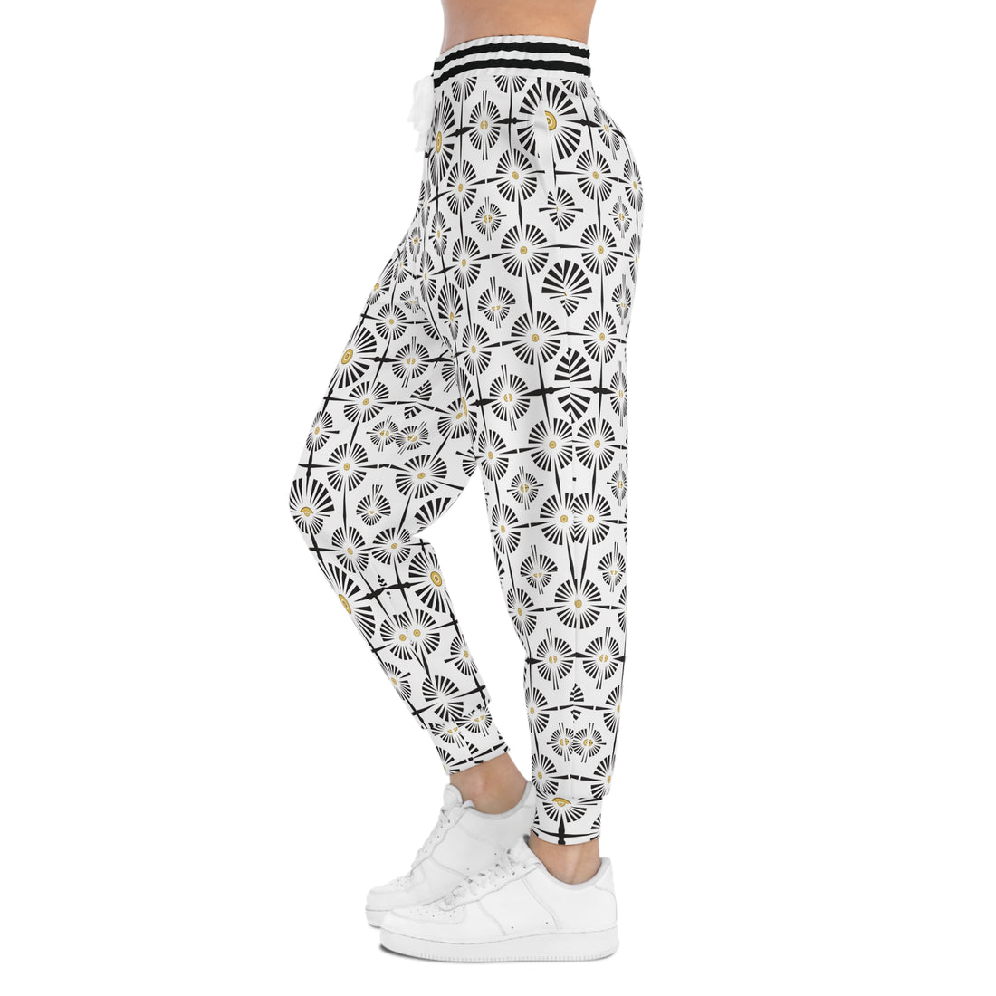 White Wheels & Spokes Print Unisex Joggers