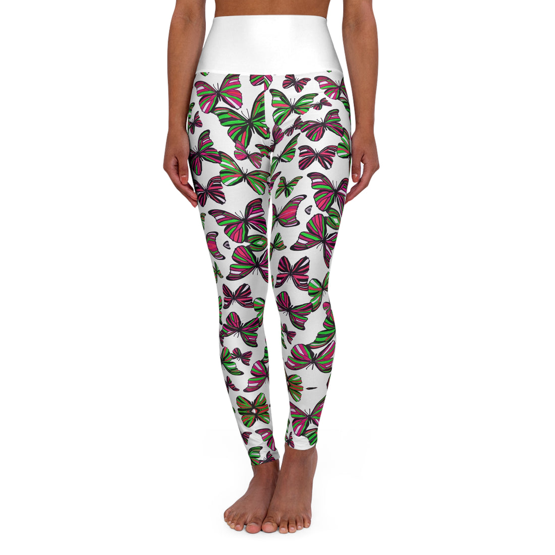 White butterfly kaleidoscope Yoga Leggings