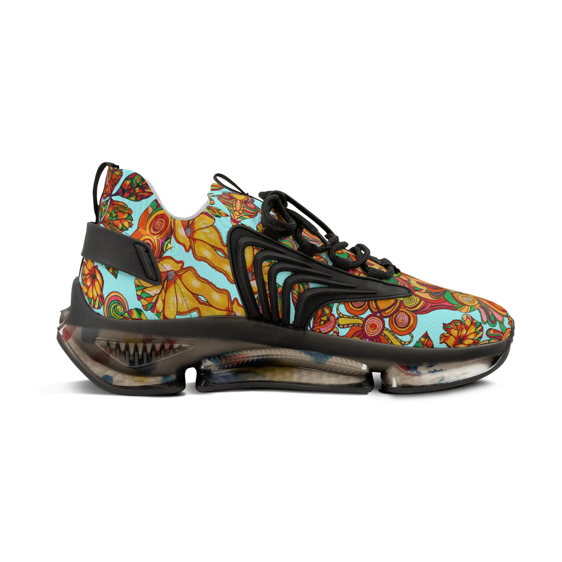 Icy Blue Artsy Floral OTT Men's Mesh Knit Sneakers