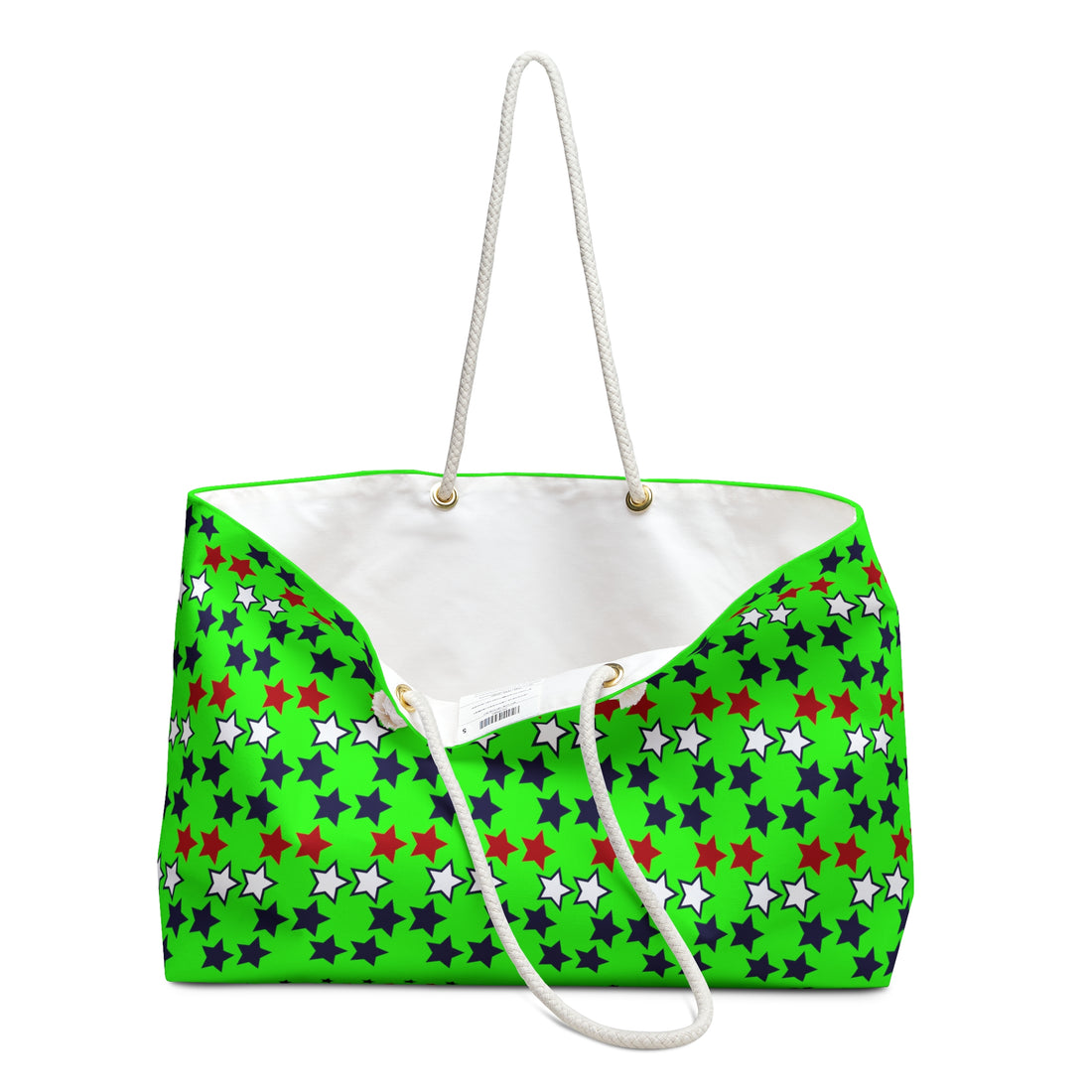 Neon Green Starry Weekender Tote Bag