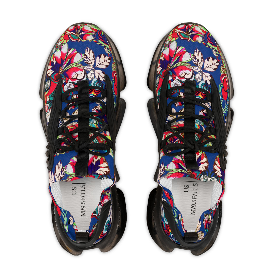 Royal Blue Floral Pop OTT Men's Mesh Knit Sneakers