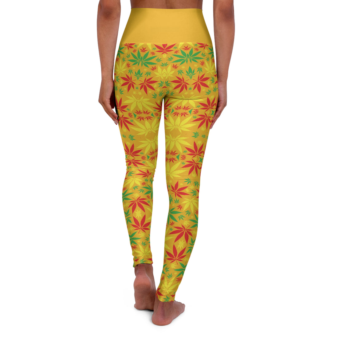 Yellow Tropical Rasta Toned Yoga Leggings