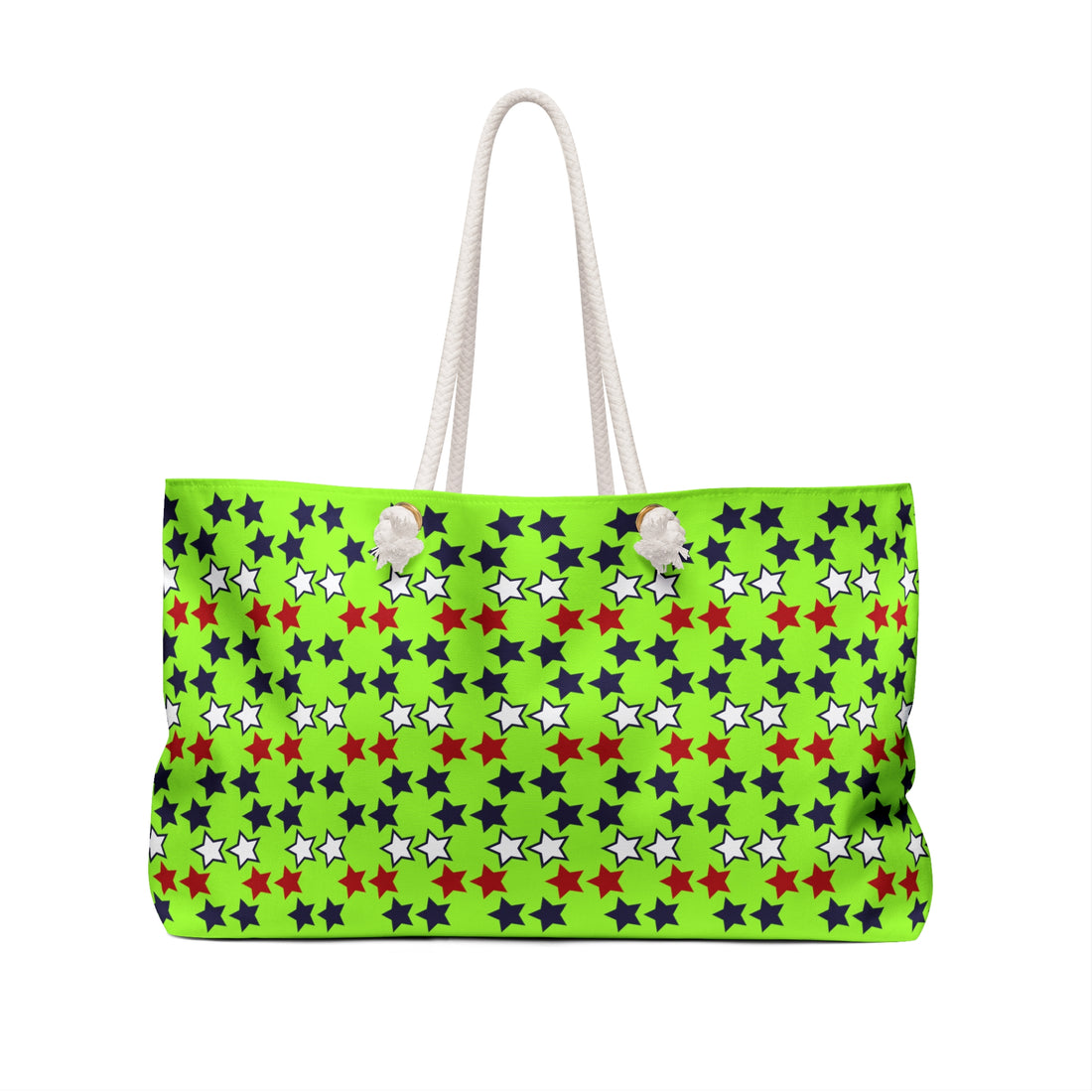 Lime Green Starry Weekender Tote Bag