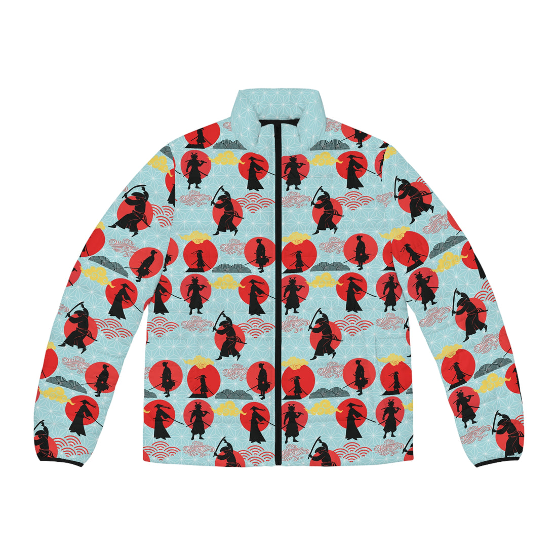 Icy Blue Samurai Men's Puffer Jacket