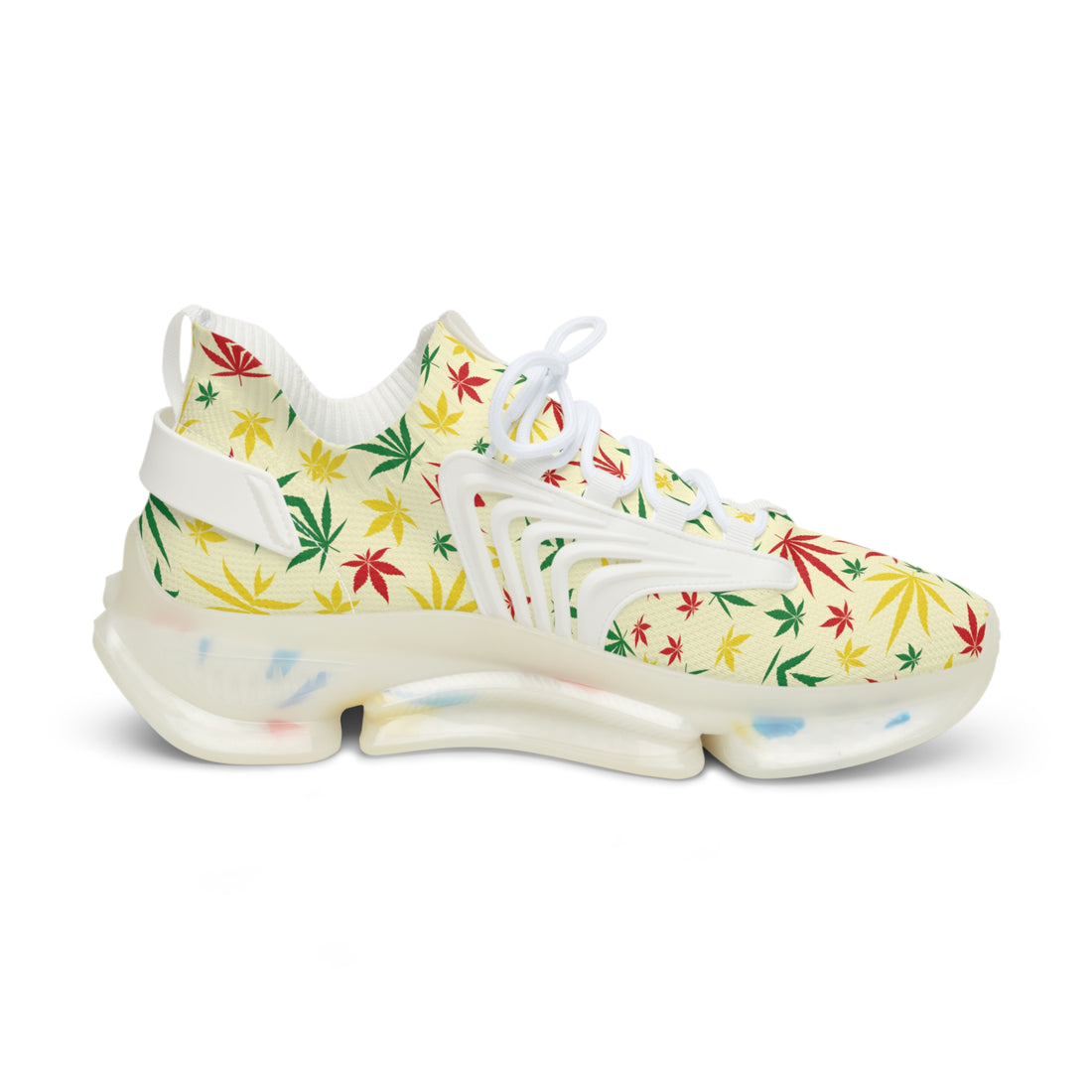 Cream Tropical Rasta Toned Men's Mesh Knit Sneakers