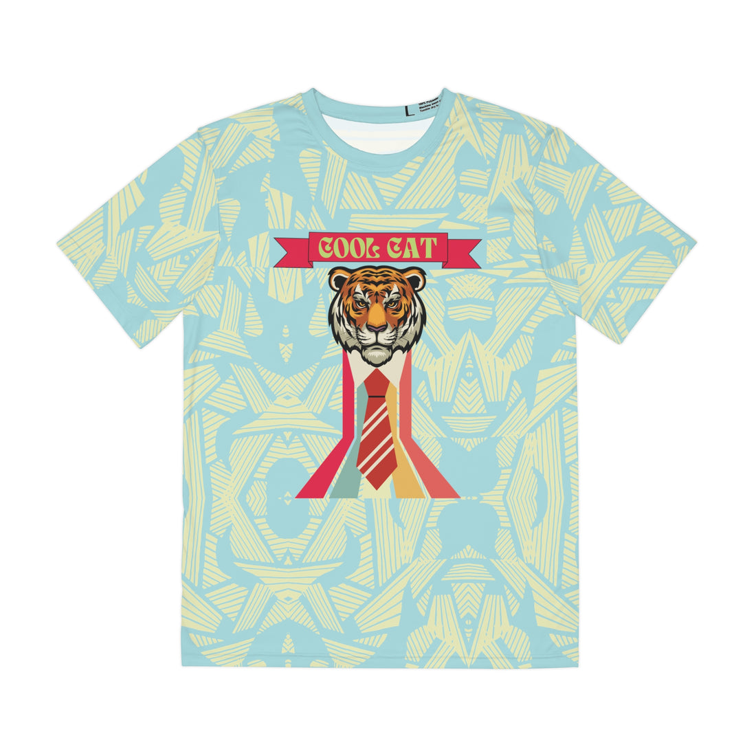Icy Blue Cool Cat Men's Polyester Tee (AOP)