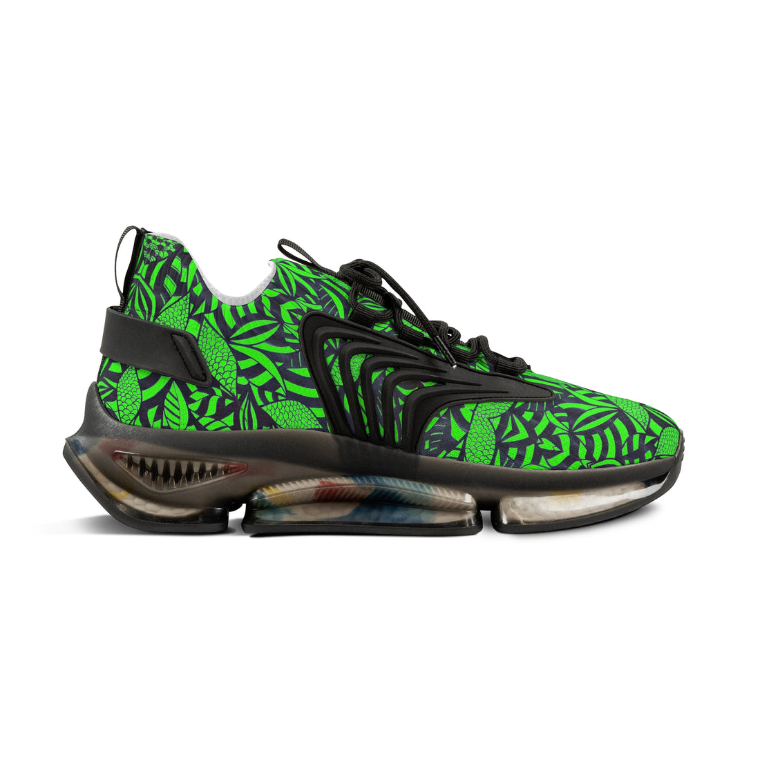 Neon Green Tropical Minimalist OTT Men's Mesh Knit Sneakers