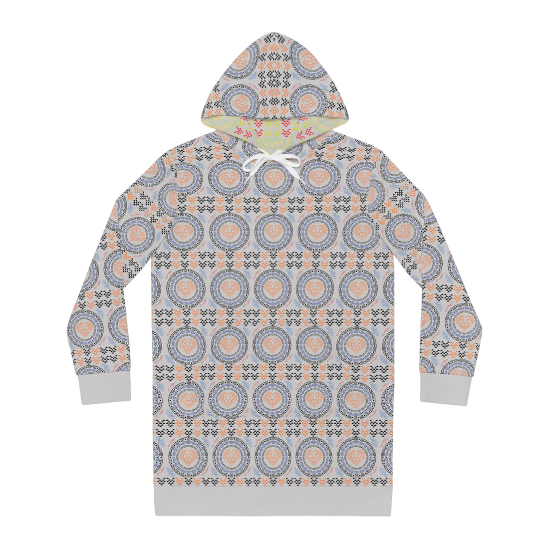 Slate Geo Lion Head Hoodie Dress (AOP)