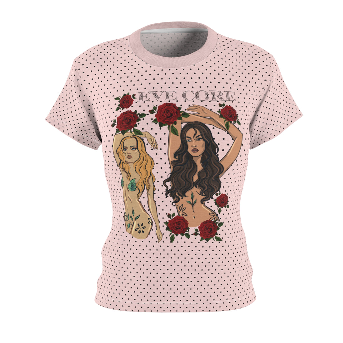 Pale Pink Eve Core AOP Women's Cap Sleeves T-shirt